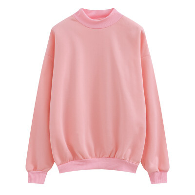 

Winter shirt half-high collar student solid color loose fleece thickening pullover sweater