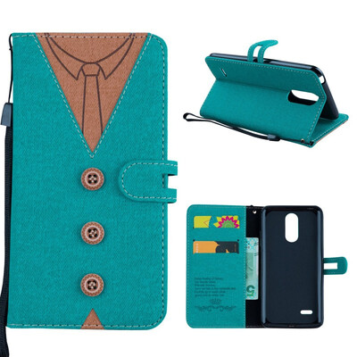 

MOONCASE LG K8 2017 stitching embossed mens leather case - green