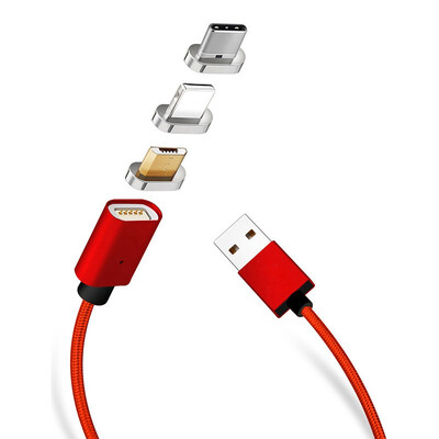 

Weaving three-in-one magnetic data cable Applicable to Apple Android Type-C two-in-one drag three USB charging cable