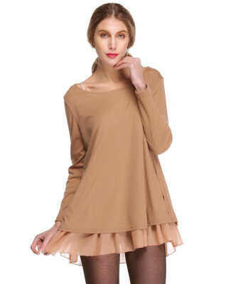 

Ladies Pregnant Long Sleeve Knit Wool Bowknot Tops Mini Loose dress 3 Colors