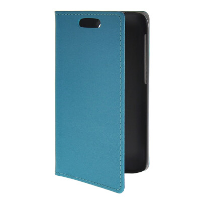 

MOONCASE Slim Leather Side Flip Wallet Card Holder Pouch with Kickstand Shell Back Case Cover for HTC Desire 310 Blue