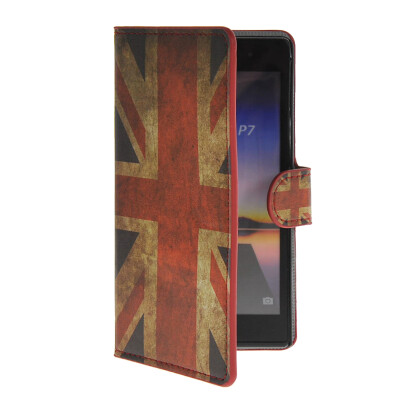 

MOONCASE UK British Flag Leather Side Flip Wallet Card Slot Stand Pouch Case Cover for Huawei Ascend P7