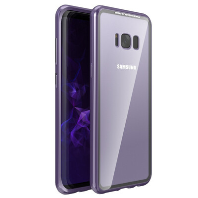 

For Samsung Galaxy S8 S8 Plus Slim Hard Shockproof Case Magnetic Adsorption Metal Bumper Tempered Glass Back Cover Case