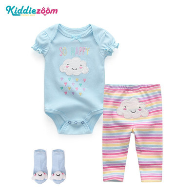 

3Pcslot Baby BodysuitsPantsSocks Cotton Baby Clothes Boys Girls For Babies Clothing Sets Babywear Print Fashion Stripes Purple