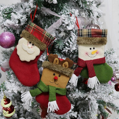 

3pcsset Cute Christmas Hanging Stockings Santa Snowman Reindeer Gift Candy Bags Christmas Decorations Ornaments