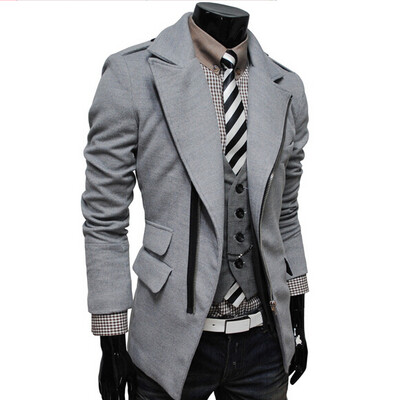 

Zogaa New Mens Woolen Overcoat Lapel