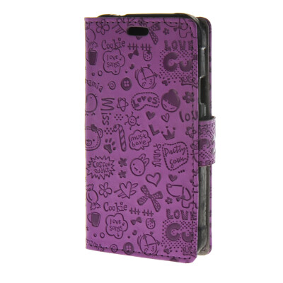 

MOONCASE Little Witch Leather Flip Wallet Card Slot Stand Back Case Cover for Samsung Galaxy Xcover 3 SM-G388F Purple