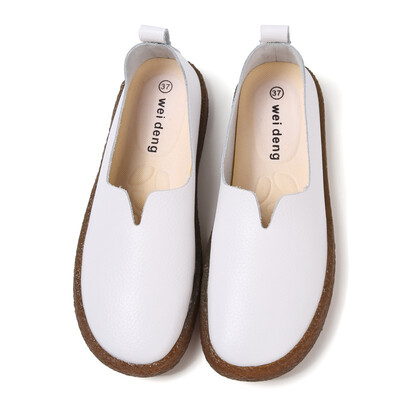 

Summer new womens shoes fashion lazy one-legged shoes girls do not tie flat solid color shoes