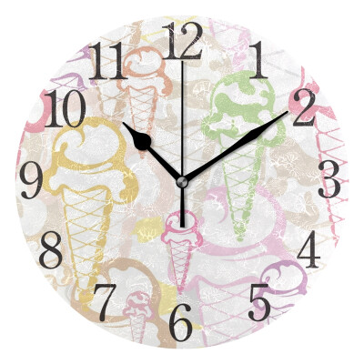 

Wall Clock Arabic Numerals Design Ice Cream Round