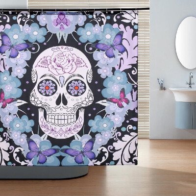 

71"71" Skull Pattern Shower Curtain Size 180180cm Polyester Fabric Water Resistant Bath Curtain with 12 C Ring Hook