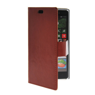 

MOONCASE Slim Leather Side Flip Wallet Card Slot Pouch Stand Shell Back ЧЕХОЛ ДЛЯ Nokia Lumia 830 Brown