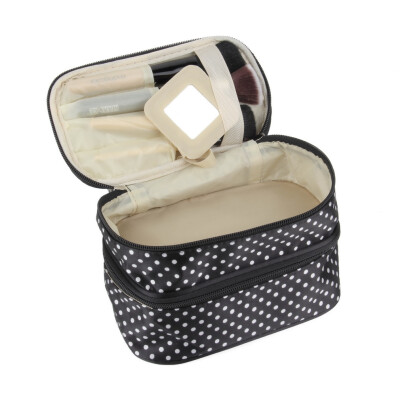 

Hanging Dot Zip Cosmetic Bag Makeup Pouch Travel Toiletry Organizer Handbag Black