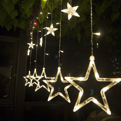 

12 LEDs Star Shape String Light Holiday Party Wedding Decoration Lamp Waterproof IP44 the light can be on in the rainy