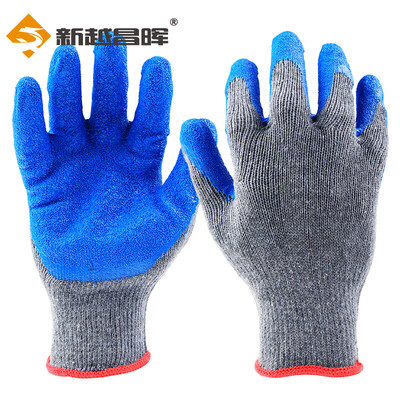 

Xinyue Changhui labor insurance gloves wear-resistant non-slip gloves coated palm dipped rubber gloves gloves yarn wrinkles oil-proof breathable site work protective gloves 12 pairs blue sand gray B11434