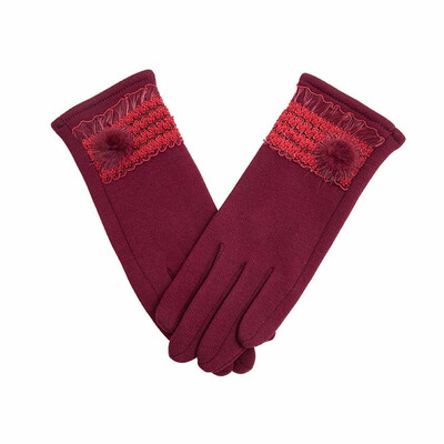 

Outdoor womens warm cycling gloves lace fashion imitation fur urban lady love furry lining 2018 new hot sale discount