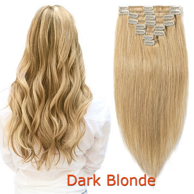 

100 Human Hair Real Thick Women Girls Long Straight Full Head Hair Extension Clip In Hair Extension