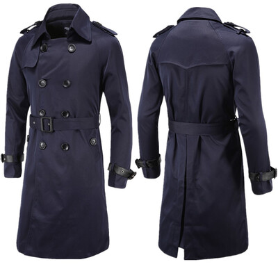 

AOWOF2018 spring boutique Europe&the United States long slim double-breasted windbreaker mens jacket D019