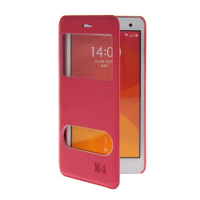 

MOONCASE View Window Leather Side Flip Pouch Stand Shell Back ЧЕХОЛ ДЛЯ XiaoMi Rice MI 4 M4 Hot pink