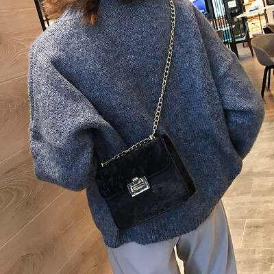 

Super Fire Chain Bag Vitality Girl Autumn Winter New Single-shoulder Bag Fashion Velvet Lock Oblique