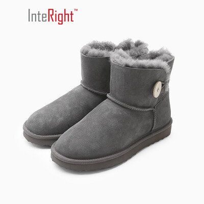 

INTERIGHT fur one warm snow boots fashion button womens boots gray 240 yards
