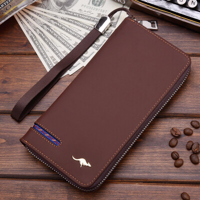 

Mens wallet long zipper wallet old grind large capacity handbag