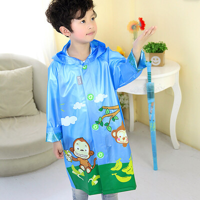 

Kendo children raincoat with book bag primary school students poncho children cartoon raincoat R1 blue monkey L code
