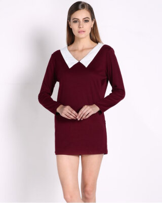 

Women Winter Warm Long Sleeved Doll Collar Sweater Slim Dress