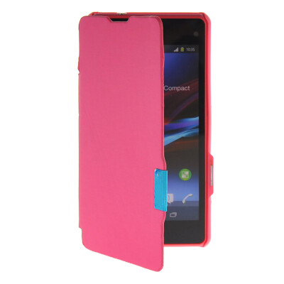 

MOONCASE Rhinestone Crystal Ultre Slim Leather Side Flip Wallet Back ЧЕХОЛ ДЛЯ Sony Xperia Z1 Compact (Mini) Hot pink