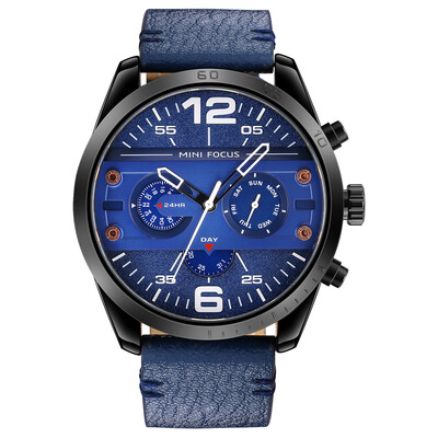 

Romacci MINI Focus Fashion 3ATM Water-Proof Quartz Men Watch Genuine Leather Sports Military Style Chronograph Man Casual Wristwat