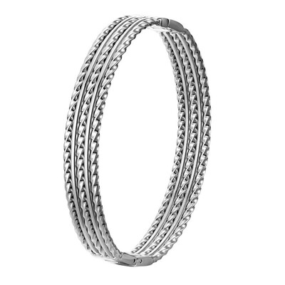 

Triple Layer Weave Pattern Round Stainless Steel Bangle