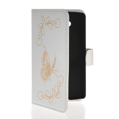 

MOONCASE Butterfly Design Leather Side Flip Wallet Card Slot Pouch Stand Shell Back ЧЕХОЛ ДЛЯ LG L Fino D295 White