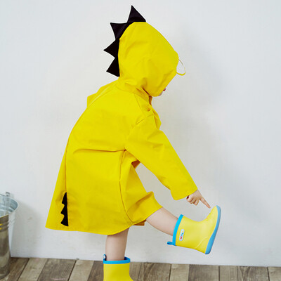 

Many beautiful memories baby children raincoat girls boys kindergarten students children children polyester cloth poncho cartoon dinosaur yellow L code