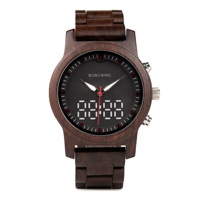 

BOBO BIRD wooden quartz dual time display watch R02