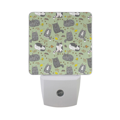 

ALAZA LED Night Light With Smart Dusk To Dawn SensorCats Illustration Cartoon Funny Plug In Night Light