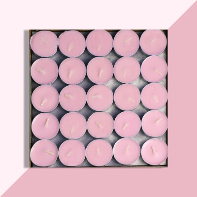 

Inkfish scented candle round pink 50 Pack 8212 Romantic marriage candle light smokeless incense candle birthday wedding creative tea wax love to smell small candle
