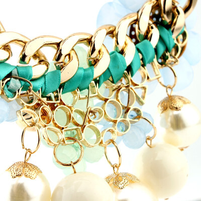 

Hot Occident Color Exquisite Boho Short Chain Flower Pearl Clavicle Bib Necklace LIGHT GREEN