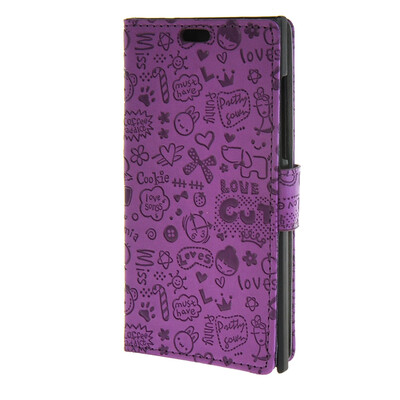 

MOONCASE Lovely pattern Leather Card Wallet Slot Bracket Back чехол для BlackBerry Leap Purple