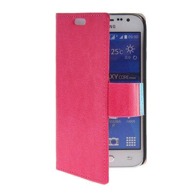 

MOONCASE кожи высокого качества Сторона Флип кошелек карта с Kickstand чехол для Samsung Galaxy Core Prime G3608 ярко-розовый