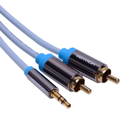 

Vention Gold Plated Black 35mm Male to 2RCA Audio Cable Aux Cable For LaptopCellphoneMP3DVD