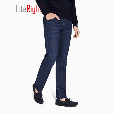 

INTERIGHT fit comfortable straight mens jeans denim blue 30 yards M