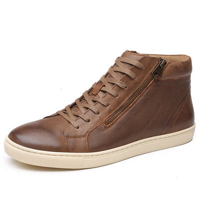 

Mens Lace Casual Leather Zipper Ankle Boots