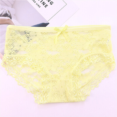 

4pcs Girls Low Waist Lace Sexy Underpants Hollow Underwear Cute Womens Lace Briefs Panties Triangularpant