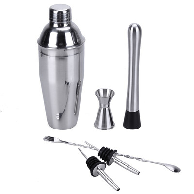 

UpperX 6Pcs 750ml Stainless Steel Cocktail Shaker Bar Set Wine Martini Drink Mixer BarParty Tool Bartender Gifts