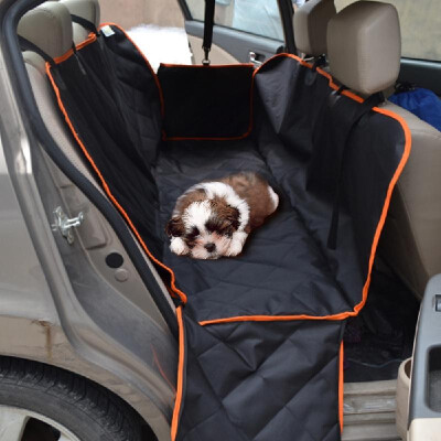 

Anself Luxury Hammock Pet Car Seat Cover Waterproof Non-skid Dog Cat Seat Covers with Orange Brim&2 Side Flaps for Cars Trucks