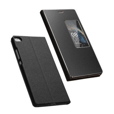 

MOONCASE слим bookstyle кожа + роскошь металла алюминий группа Flip брекет - дело для покрытия Huawei Ascend P8 5.2"