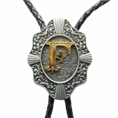 

Men Bolo Tie Original Initial Letter Western Cowboy Cowgirl Wedding Bolo Tie Leather Necklace