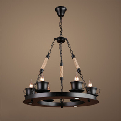 

Baycheer HL458672 Industrial 256W Chandelier with Teacap Lamp Socket in Black 6 Light