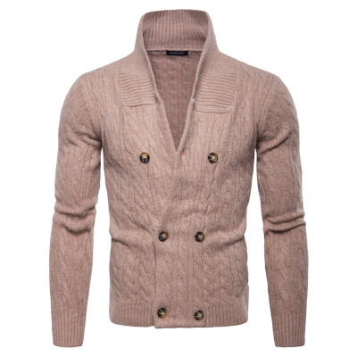 

AOWOFS2018 Mens Solid Color Thicken Knit Cardigan Sweater Jacket YM012