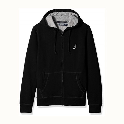 

Mens long sleeved wool zip hooded sweatshirt