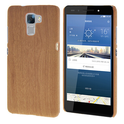 

MOONCASE Wooden style Hard Rubber Shell Back чехол для Cover Huawei Honor 7 Beige